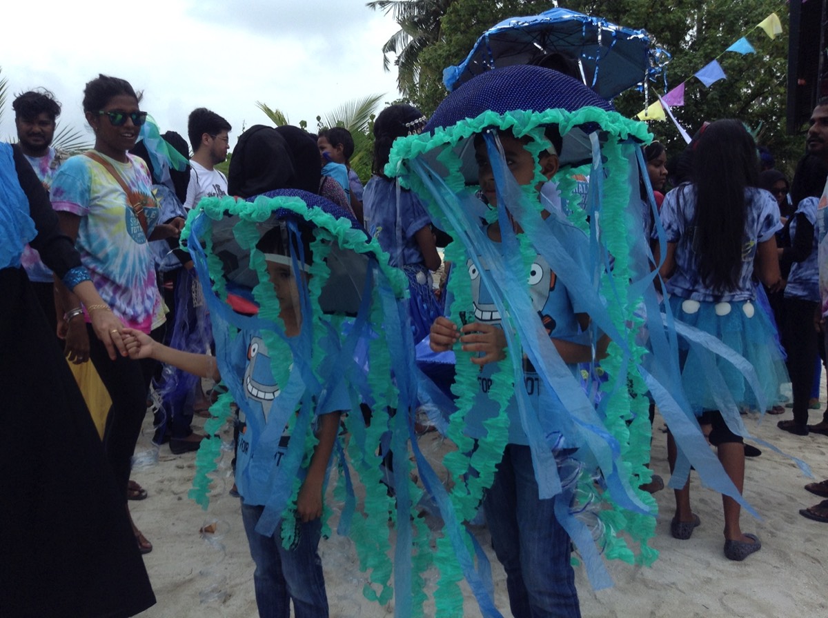 Boutique Beach Maldives Annual Whaleshark Festival Children Dressed up as Jellyfish in Colourful Costumes